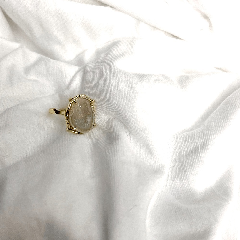 n e w | 24k gold plated twisted wire set raw crystal quartz stone